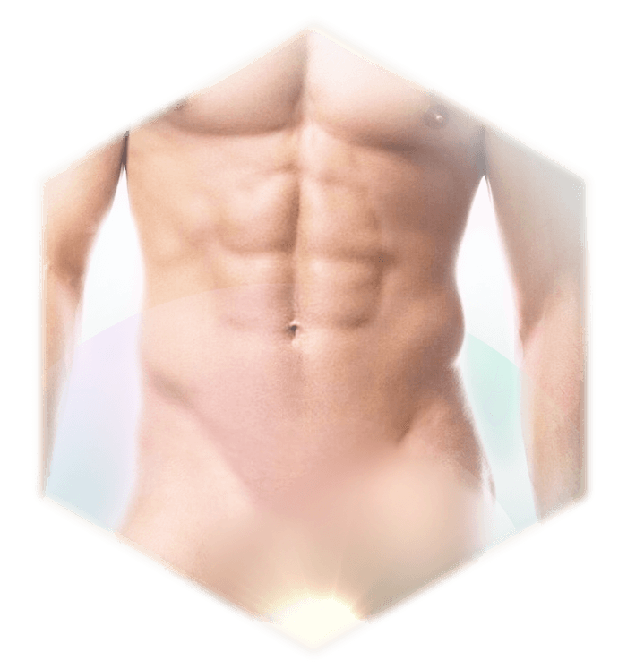 Man frontal nude hairless crotch