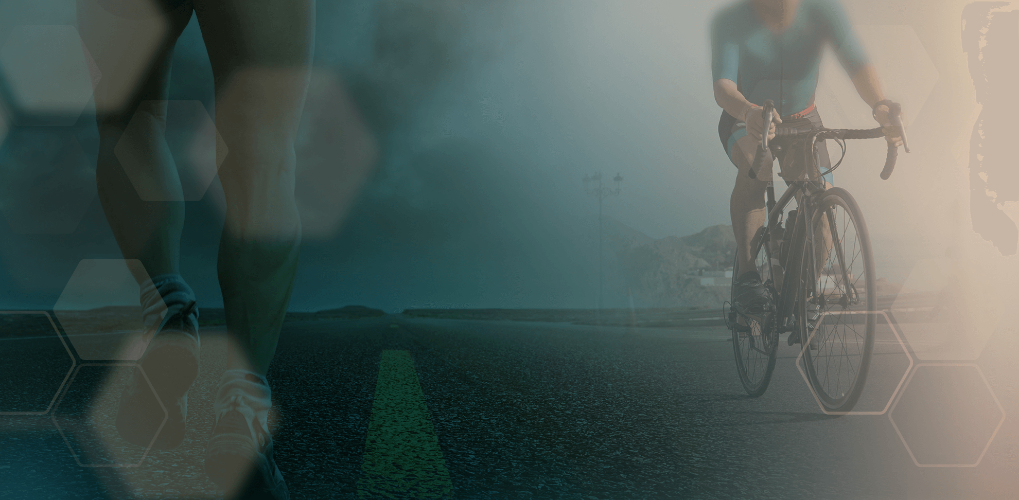 Hintergrund Mann beim Joggen und ein Mann auf einem Rennrad