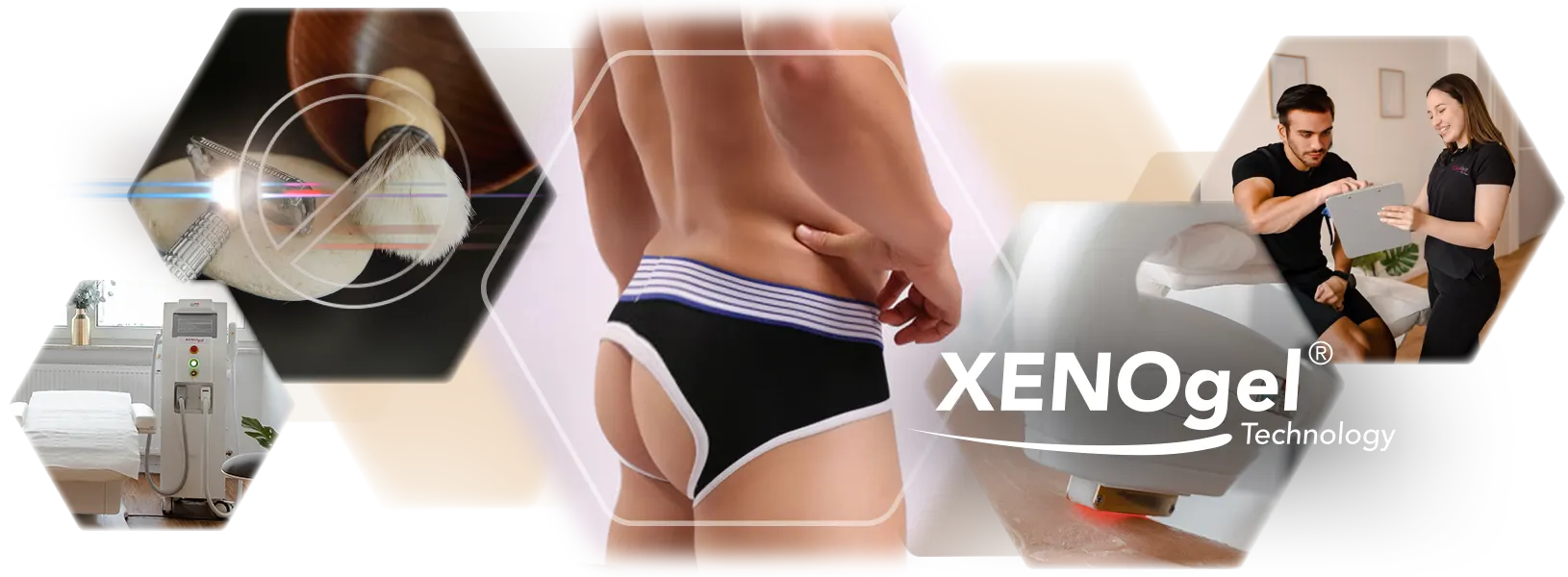 smooth skin buttocks man with XENOgel® Technology